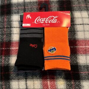 Coca Cola Mens Crew Socks - Black and Orange  5 Pair